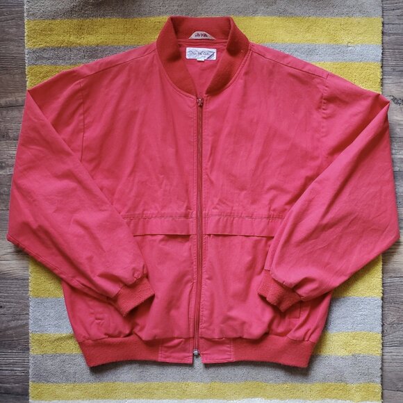 Vtg Oscar de la Renta Red Cotton Blouson Jacket | Large - Picture 1 of 9